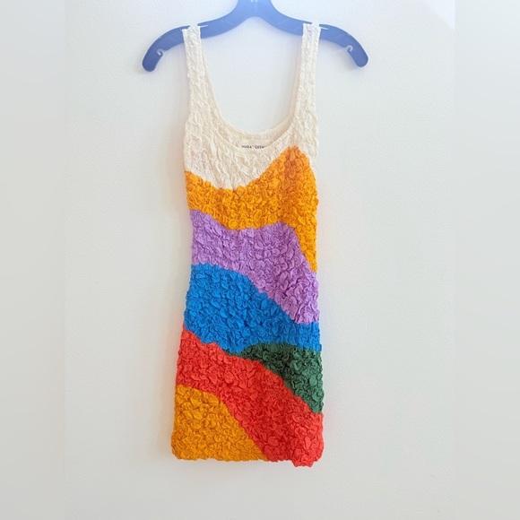 Mara Hoffman multicolor colorblock sleeveless Laura popcorn mini dress XS Rare - Picture 5 of 11